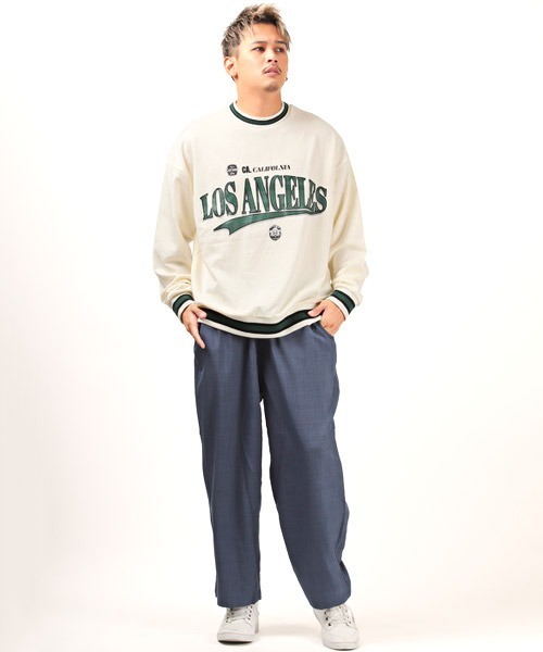 LUXSTYLE（ラグスタイル）の「リブラインプリントBIGトレーナー（スウェット・メンズ・ホワイト/ブラック/杢グレー・L/M）」の7枚目の写真