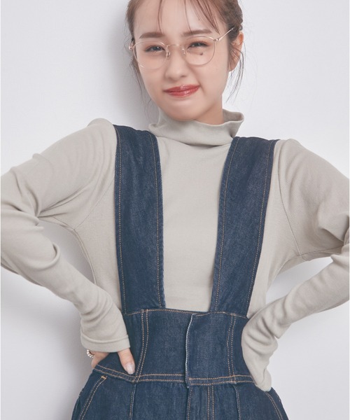 N WITH.（エヌウィズ）の「ハイネックカットソー（Tシャツ/カットソー・レディース・ブラック/ホワイト/ライトグリーン・F）」の3枚目の写真