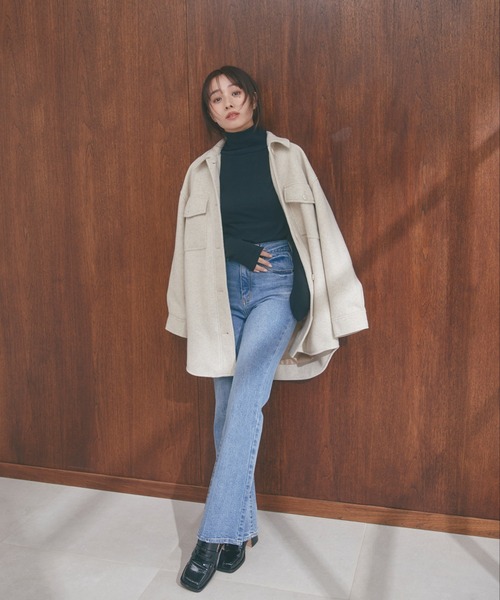 N WITH.（エヌウィズ）の「ハイネックカットソー（Tシャツ/カットソー・レディース・ブラック/ホワイト/ライトグリーン・F）」の6枚目の写真