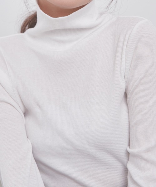 N WITH.（エヌウィズ）の「ハイネックカットソー（Tシャツ/カットソー・レディース・ブラック/ホワイト/ライトグリーン・F）」の5枚目の写真