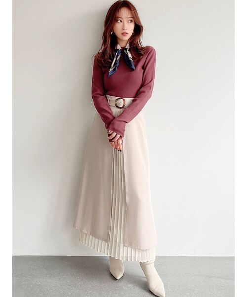 RESEXXY（リゼクシー）の「レイヤードプリーツスカート（スカート・レディース・ベージュ/ブラック/マスタード・FREE）」の6枚目の写真