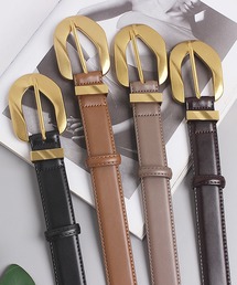 まとめ　アクセサリー　ベルトバックル　ブローチ　⭐︎ florist（フローリスト）の「【牛革】ゴールド変形バックルステッチ太