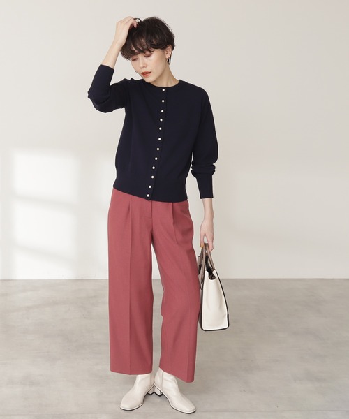 N.（N. Natural Beauty Basic）（エヌエヌナチュラルビューティーベーシック）の「【追加生産】◆パールボタンニットカーディガン（カーディガン/ボレロ・レディース・ネイビー/オフホワイト/グリーン/ブルーグレー/イエロー・MEDIUM）」の7枚目の写真