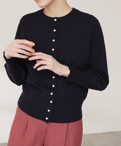 N.（N. Natural Beauty Basic）（エヌエヌナチュラルビューティーベーシック）の「【追加生産】◆パールボタンニットカーディガン（カーディガン/ボレロ・レディース・ネイビー/オフホワイト/グリーン/ブルーグレー/イエロー・MEDIUM）」の15枚目の写真
