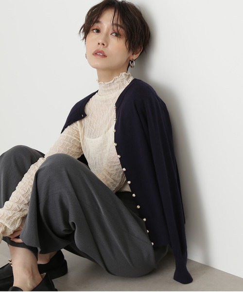 N.（N. Natural Beauty Basic）（エヌエヌナチュラルビューティーベーシック）の「【追加生産】◆パールボタンニットカーディガン（カーディガン/ボレロ・レディース・ネイビー/オフホワイト/グリーン/ブルーグレー/イエロー・MEDIUM）」の21枚目の写真