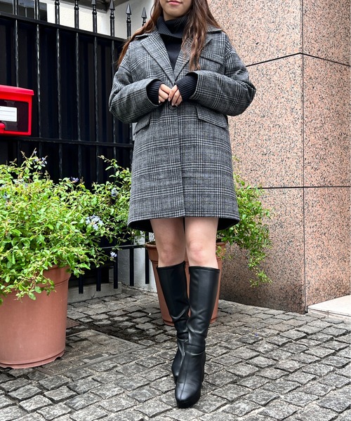 TORTE（トルテ）の「チェック柄チェスターコート（チェスターコート・レディース・グレー/ブラウン・FREE）」の5枚目の写真