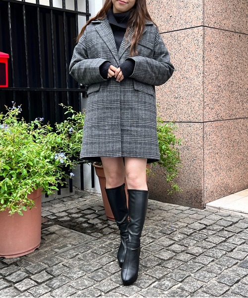 TORTE（トルテ）の「チェック柄チェスターコート（チェスターコート・レディース・グレー/ブラウン・FREE）」の6枚目の写真