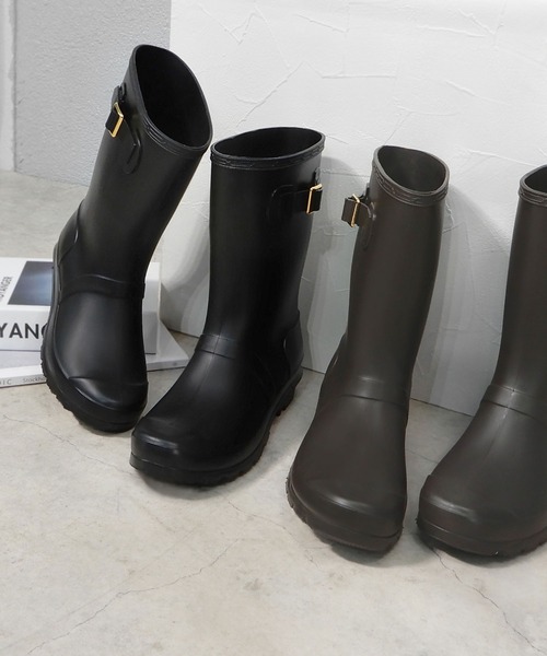 minia（ミニア）の「サイドベルトレインブーツ（レインシューズ・レディース・ブラック/ダークブラウン・S/M/L）」の6枚目の写真