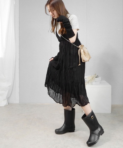 minia（ミニア）の「サイドベルトレインブーツ（レインシューズ・レディース・ブラック/ダークブラウン・S/M/L）」の12枚目の写真