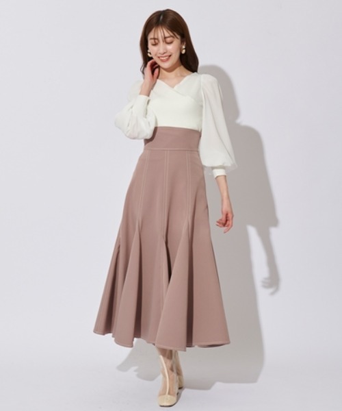 AND COUTURE(アンドクチュール)の「ダブルクロス配色ステッチスカート(スカート・レディース・ライトグレー/ブラック/ダークブラウン/ピンク・SMALL/MEDIUM)」の22枚目の写真