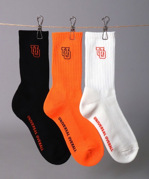 UNIVERSAL OVERALL（ユニバーサルオーバーオール）の「(LG)【UNIVERSAL OVERALL】【3足セット】サイド ロゴ クルー ソックス（ソックス/靴下・レディース・その他1/その他2・25-27CM/23-25cm）」の2枚目の写真