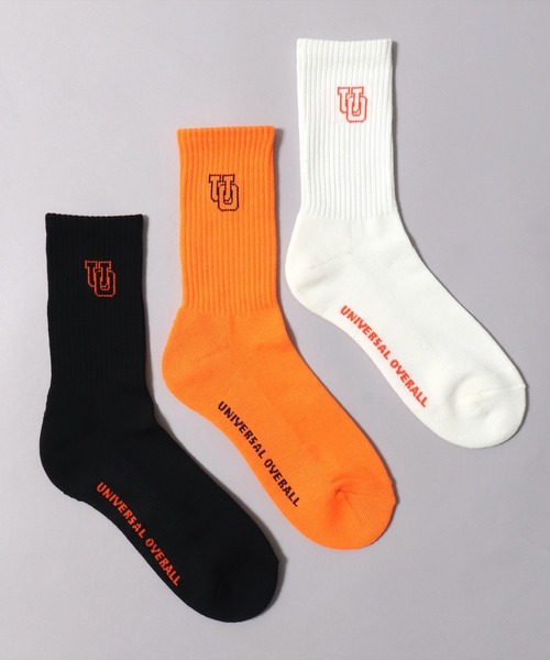 UNIVERSAL OVERALL（ユニバーサルオーバーオール）の「(LG)【UNIVERSAL OVERALL】【3足セット】サイド ロゴ クルー ソックス（ソックス/靴下・レディース・その他1/その他2・25-27CM/23-25cm）」の3枚目の写真