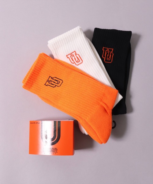 UNIVERSAL OVERALL（ユニバーサルオーバーオール）の「(LG)【UNIVERSAL OVERALL】【3足セット】サイド ロゴ クルー ソックス（ソックス/靴下・レディース・その他1/その他2・25-27CM/23-25cm）」の5枚目の写真