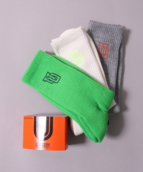 UNIVERSAL OVERALL（ユニバーサルオーバーオール）の「(LG)【UNIVERSAL OVERALL】【3足セット】サイド ロゴ クルー ソックス（ソックス/靴下・レディース・その他1/その他2・25-27CM/23-25cm）」の6枚目の写真