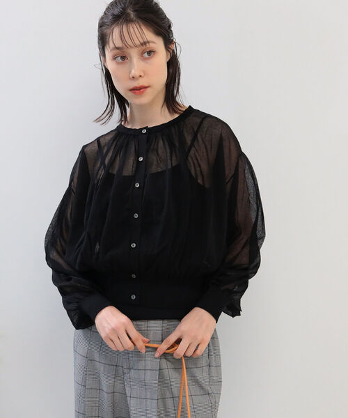 Ray BEAMS(レイビームス)の「Ray BEAMS / ネック ギャザー シアー カーディガン(カーディガン/ボレロ・レディース・ライトブルー/ブラック/レッド系その他・ONE SIZE)」の22枚目の写真