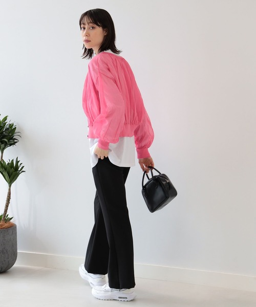 Ray BEAMS(レイビームス)の「Ray BEAMS / ネック ギャザー シアー カーディガン(カーディガン/ボレロ・レディース・ライトブルー/ブラック/レッド系その他・ONE SIZE)」の9枚目の写真