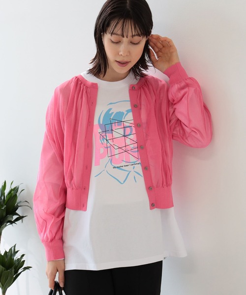 Ray BEAMS(レイビームス)の「Ray BEAMS / ネック ギャザー シアー カーディガン(カーディガン/ボレロ・レディース・ライトブルー/ブラック/レッド系その他・ONE SIZE)」の11枚目の写真