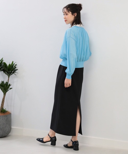 Ray BEAMS(レイビームス)の「Ray BEAMS / ネック ギャザー シアー カーディガン(カーディガン/ボレロ・レディース・ライトブルー/ブラック/レッド系その他・ONE SIZE)」の13枚目の写真