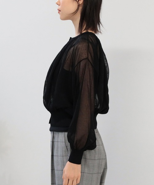 Ray BEAMS(レイビームス)の「Ray BEAMS / ネック ギャザー シアー カーディガン(カーディガン/ボレロ・レディース・ライトブルー/ブラック/レッド系その他・ONE SIZE)」の16枚目の写真