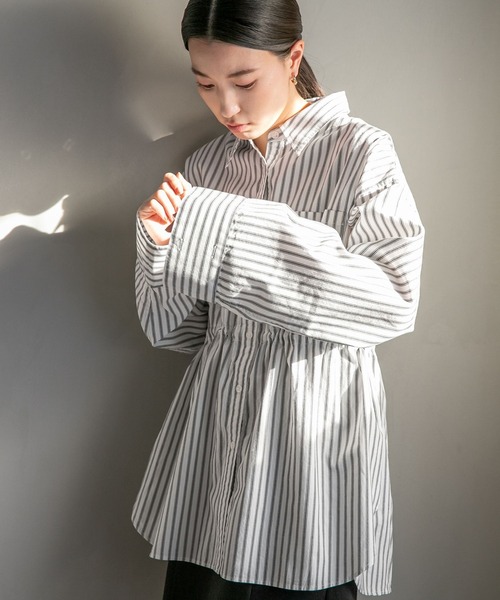 LOWRYS FARM(ローリーズファーム)の「ウエストドロストシャツロングスリーブ 176303(シャツ/ブラウス・レディース・ホワイト/その他/ブルー・FREE)」の15枚目の写真