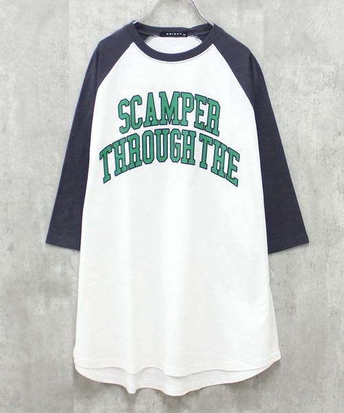 THE CASUAL(カジュアル)の「プリント長袖 BIGワンピース(ワンピース・キッズ・グレー系3/ネイビー系2/ダークグリーン/オフホワイト/ホワイト系1/グレー系1/グレー系4/ブラック系1/チャコール/ネイビー/ダークグリーン系1/杢グレー/グレー系2/ブラック/ベージュ/ネイビー系1・110cm/120cm/130cm/140cm/150cm/160cm)」の11枚目の写真