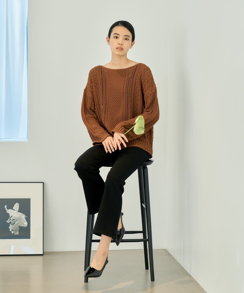 eL(エル)の「【eL】Mix Pattern Pullover/190209(ニット/セーター・レディース・オフホワイト/カーキブラウン/オレンジ系その他・FREE)」の9枚目の写真