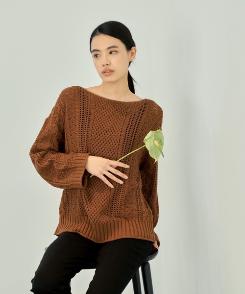 eL(エル)の「【eL】Mix Pattern Pullover/190209(ニット/セーター・レディース・オフホワイト/カーキブラウン/オレンジ系その他・FREE)」の21枚目の写真