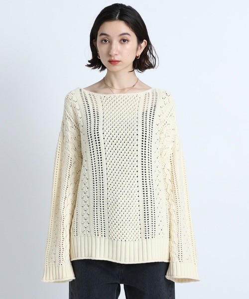 eL(エル)の「【eL】Mix Pattern Pullover/190209(ニット/セーター・レディース・オフホワイト/カーキブラウン/オレンジ系その他・FREE)」の5枚目の写真