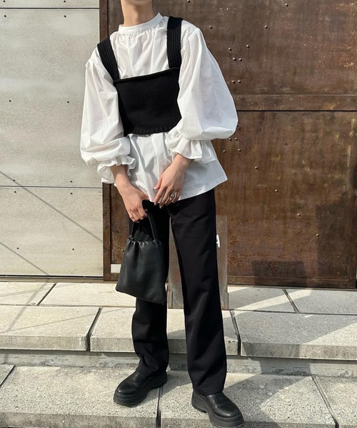 select MOCA by son（セレクトモカバイソン）の「ボリュームギャザーキャンディースリーブブラウス（シャツ/ブラウス・レディース・ホワイト/ブラック・FREE）」の7枚目の写真