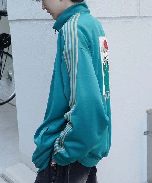 24SS【RED CAP GIRL】セットアップ対応 ビッグシルエット バックプリント 袖ライン ジャージトラックジャケット（ジャージ）｜Red Cap Girl（レッドキャプガール）