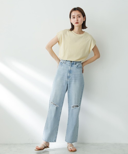 SENSE OF PLACE by URBAN RESEARCH（センスオブプレイスバイアーバンリサーチ）の「ハイウエストクラッシュデニム（デニムパンツ・レディース・ブラック/ライトインディゴブルー・SMALL/MEDIUM）」の17枚目の写真