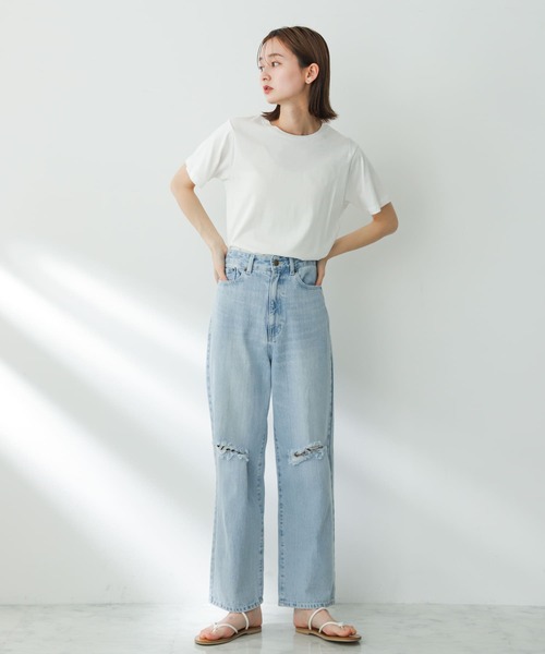 SENSE OF PLACE by URBAN RESEARCH（センスオブプレイスバイアーバンリサーチ）の「ハイウエストクラッシュデニム（デニムパンツ・レディース・ブラック/ライトインディゴブルー・SMALL/MEDIUM）」の18枚目の写真