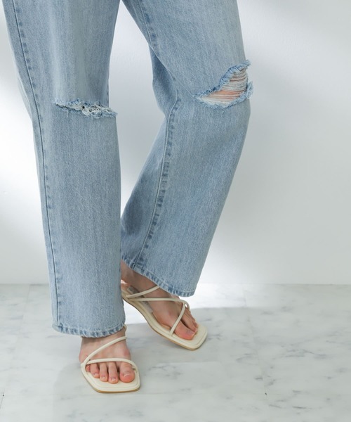 SENSE OF PLACE by URBAN RESEARCH（センスオブプレイスバイアーバンリサーチ）の「ハイウエストクラッシュデニム（デニムパンツ・レディース・ブラック/ライトインディゴブルー・SMALL/MEDIUM）」の20枚目の写真