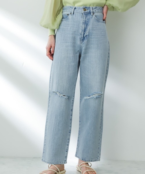 SENSE OF PLACE by URBAN RESEARCH（センスオブプレイスバイアーバンリサーチ）の「ハイウエストクラッシュデニム（デニムパンツ・レディース・ブラック/ライトインディゴブルー・SMALL/MEDIUM）」の21枚目の写真