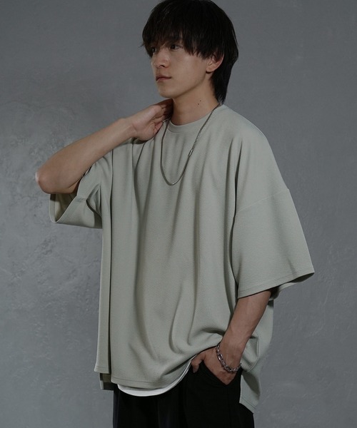 MinoriTY（マイノリティ）の「【MinoriTY】梨地ビッグドルマンスリットトレーナー ロンT 長袖カットソー メンズ 春服 スウェット ビッグシルエット ルーズフィット オーバーサイズ 長袖Tシャツ プルオーバー（Tシャツ/カットソー・メンズ・チャコール/パープル/ライトグレー/グリーン/ブルー/ラベンダー/ワイン/グレイッシュベージュ/オリーブ/ブラック/サンドベージュ/ピンク/ライトグレー系/ピンク系その他/グリーン系その他/ブルー系その他/グレー系その他/ベージュ系その他/ブラック系その他/ホワイト/ブラウン・L/M/S）」の8枚目の写真