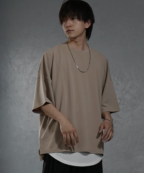 MinoriTY（マイノリティ）の「【MinoriTY】梨地ビッグドルマンスリットトレーナー ロンT 長袖カットソー メンズ 春服 スウェット ビッグシルエット ルーズフィット オーバーサイズ 長袖Tシャツ プルオーバー（Tシャツ/カットソー・メンズ・チャコール/パープル/ライトグレー/グリーン/ブルー/ラベンダー/ワイン/グレイッシュベージュ/オリーブ/ブラック/サンドベージュ/ピンク/ライトグレー系/ピンク系その他/グリーン系その他/ブルー系その他/グレー系その他/ベージュ系その他/ブラック系その他/ホワイト/ブラウン・L/M/S）」の11枚目の写真