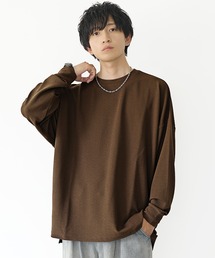 【MinoriTY】梨地ビッグドルマンスリットトレーナー ロンT 長袖カットソー メンズ 春服 スウェット ビッグシルエット ルーズフィット オーバーサイズ 長袖Tシャツ プルオーバー