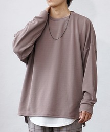 【MinoriTY】梨地ビッグドルマンスリットトレーナー ロンT 長袖カットソー メンズ 春服 スウェット ビッグシルエット ルーズフィット オーバーサイズ 長袖Tシャツ プルオーバー