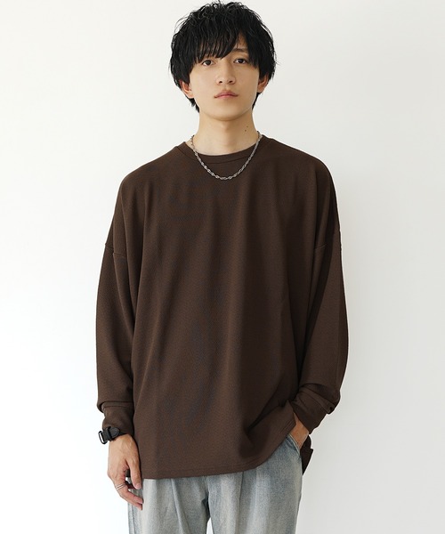 MinoriTY】梨地ビッグドルマンスリットトレーナー ロンT 長袖
