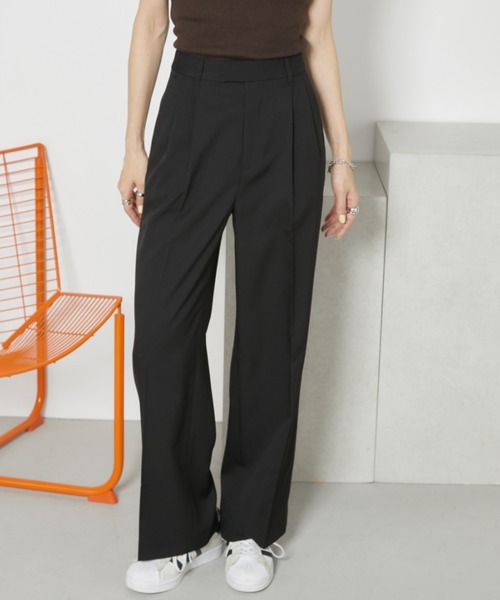 Auntie Rosa Holiday（アンティローザホリデー）の「【骨格ナチュラル】【ポリエステルツイル】タックワイドパンツ（スラックス・レディース・イエロー/ベージュ/トップグレー/ブラック/ライトグレー・マルチサイズ）」の8枚目の写真