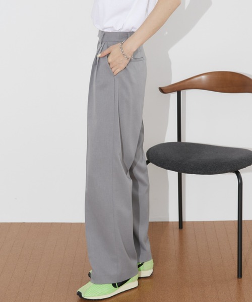 Auntie Rosa Holiday（アンティローザホリデー）の「【骨格ナチュラル】【ポリエステルツイル】タックワイドパンツ（スラックス・レディース・イエロー/ベージュ/トップグレー/ブラック/ライトグレー・マルチサイズ）」の18枚目の写真