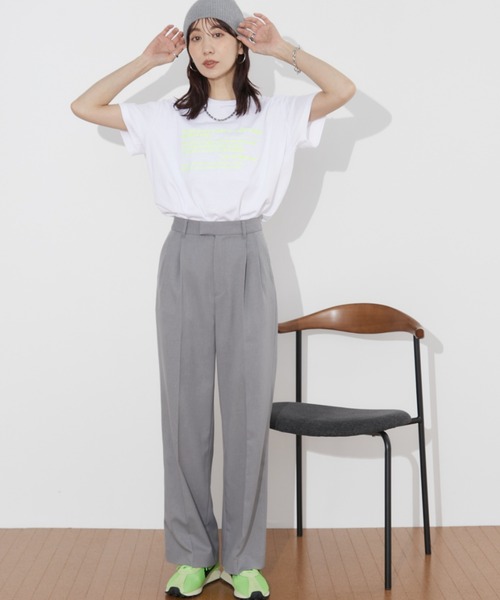 Auntie Rosa Holiday（アンティローザホリデー）の「【骨格ナチュラル】【ポリエステルツイル】タックワイドパンツ（スラックス・レディース・イエロー/ベージュ/トップグレー/ブラック/ライトグレー・マルチサイズ）」の22枚目の写真