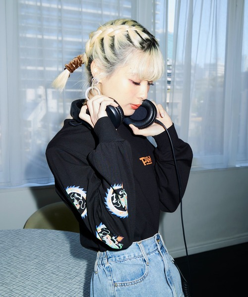 PUNYUS(プニュズ)の「スリーブプリントロンT(Tシャツ/カットソー・レディース・ホワイト/ブラック・3/4/2/1)」の14枚目の写真