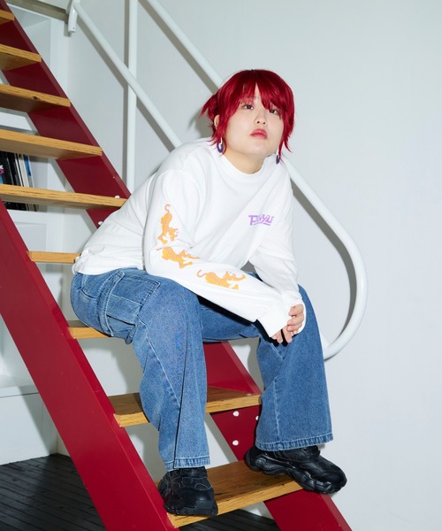 PUNYUS(プニュズ)の「スリーブプリントロンT(Tシャツ/カットソー・レディース・ホワイト/ブラック・3/4/2/1)」の17枚目の写真