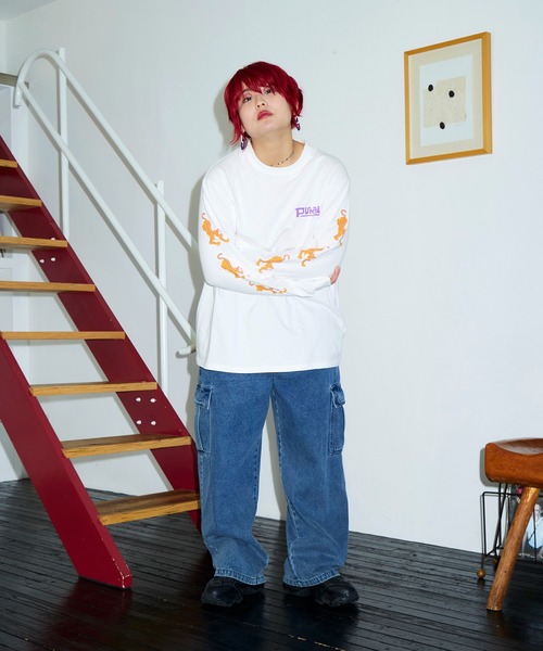 PUNYUS(プニュズ)の「スリーブプリントロンT(Tシャツ/カットソー・レディース・ホワイト/ブラック・3/4/2/1)」の15枚目の写真