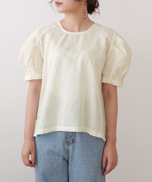 Isn't She?（イズントシー）の「パフスリーブブラウス（シャツ/ブラウス・レディース・アイボリー/ライトブルー・FREE）」の6枚目の写真