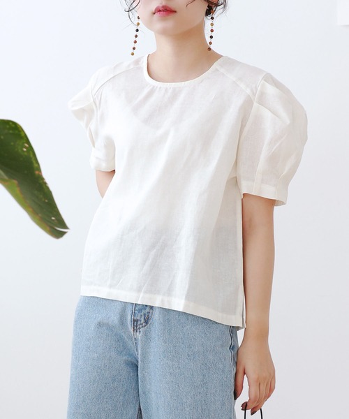 Isn't She?（イズントシー）の「パフスリーブブラウス（シャツ/ブラウス・レディース・アイボリー/ライトブルー・FREE）」の13枚目の写真