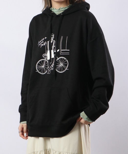 MODISH GAZE(モディシュガゼ)の「MODISH GAZE T/Cポンチ プルパーカー(自転車おじさん)(パーカー・メンズ・オフホワイト/ブラック/カーキ・M/L)」の21枚目の写真