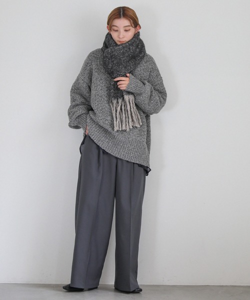 select MOCA(セレクトモカ)の「【ZOZO限定】ボリュームフリンジヘリンボーンシャギーマフラー(マフラー・レディース・ブラック/ブラウン・FREE)」の12枚目の写真