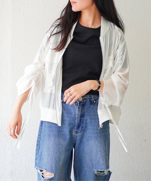 VENCEEXCHANGE（ヴァンスエクスチェンジ）の「袖ドロストシアーMA-1（MA-1・レディース・オフホワイト/ブラック・FREE）」の2枚目の写真